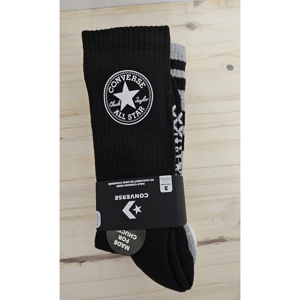 Converse Half Cushion Crew Socks‎ 3 Pack Adult Mens Size 6-12